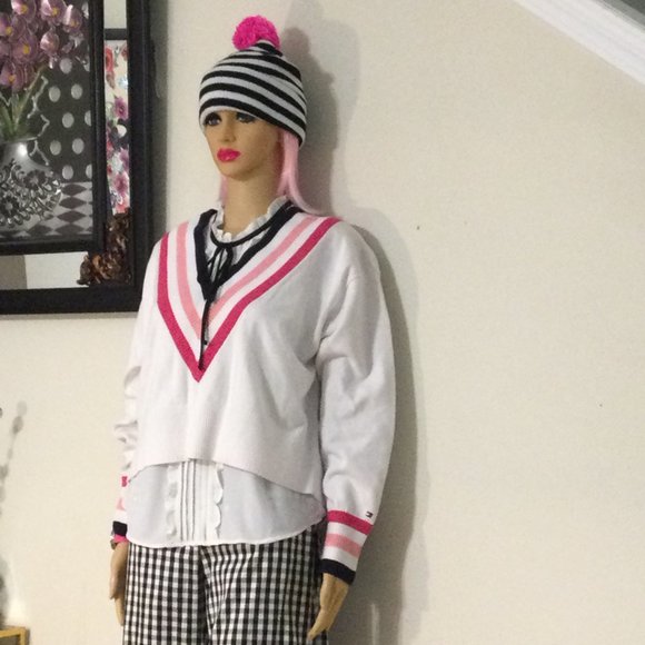 TOMMY HILFIGER SLOUCHY IVY LEAGUE SWEATER MEDIUM - Picture 3 of 10